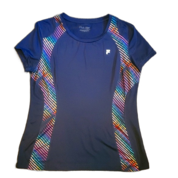 Fila Soccer Jersey Double Rainbow Geometric Stripes Sleek Colorful Large LGBTQ - Picture 1 of 7